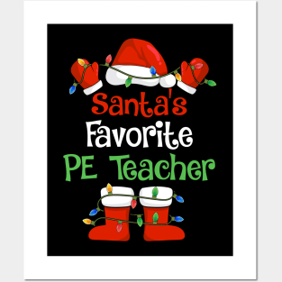 Santa's Favorite PE Teacher Funny Christmas Pajamas Posters and Art